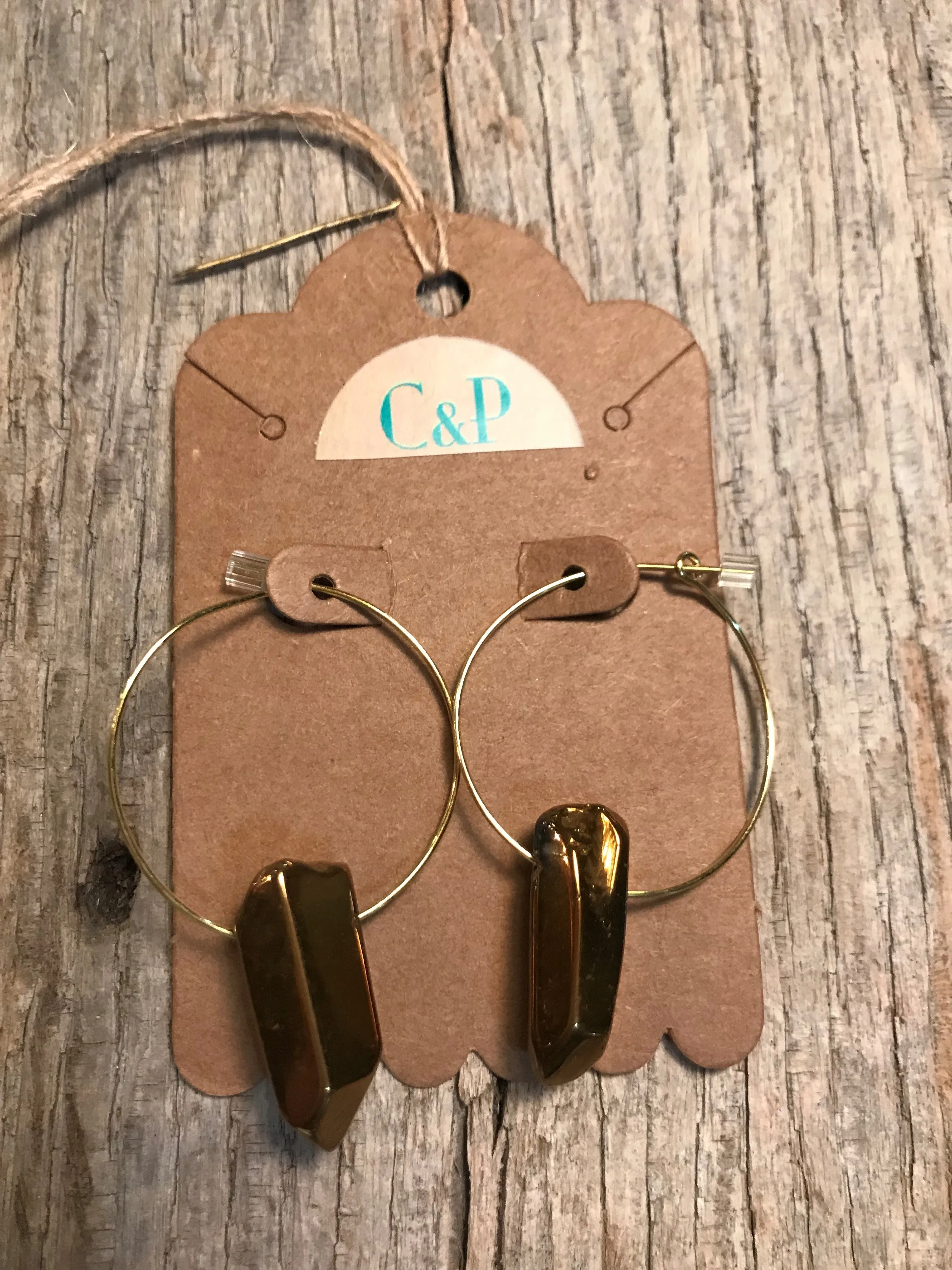 Luster Quartz Gold Hoop Earrings