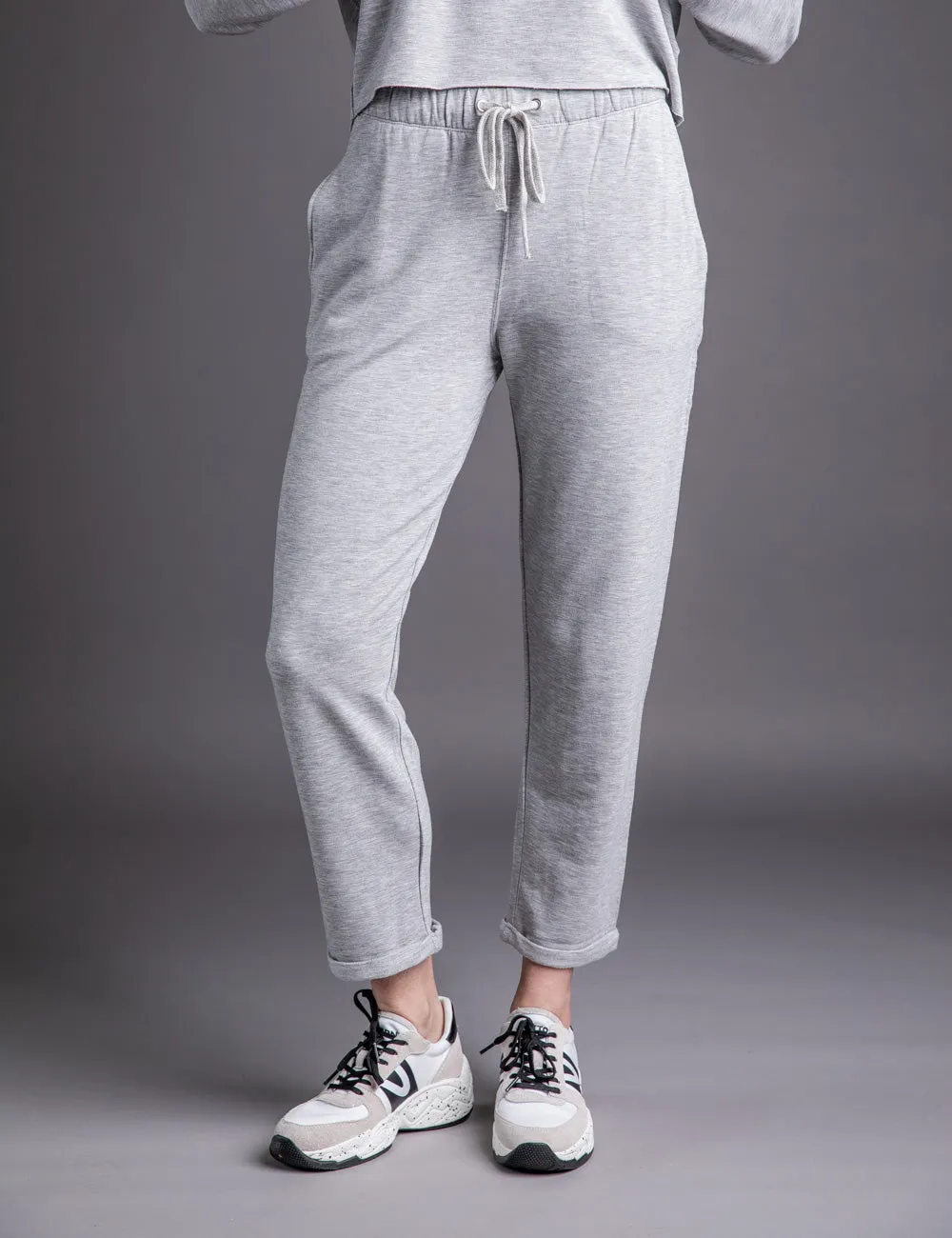 Majestic Straight Leg Pant W/ Rolled Bottom in Grey