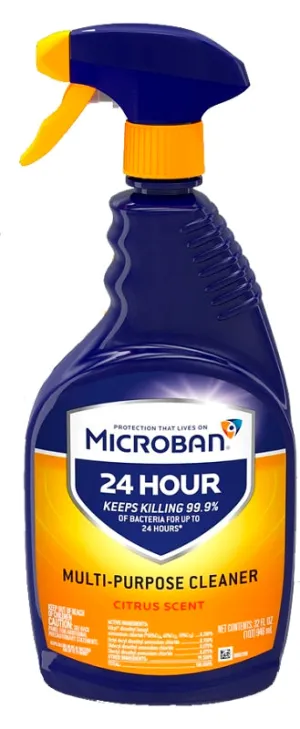 Microban 47415 Cleaner, 32 oz, Spray Bottle, Liquid, Citrus, Clear :EA: QUANTITY: 1
