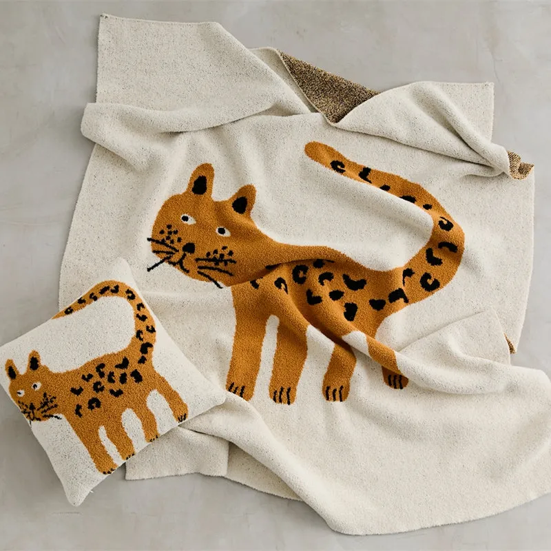 Microfiber Leopard Throw Pillow Set