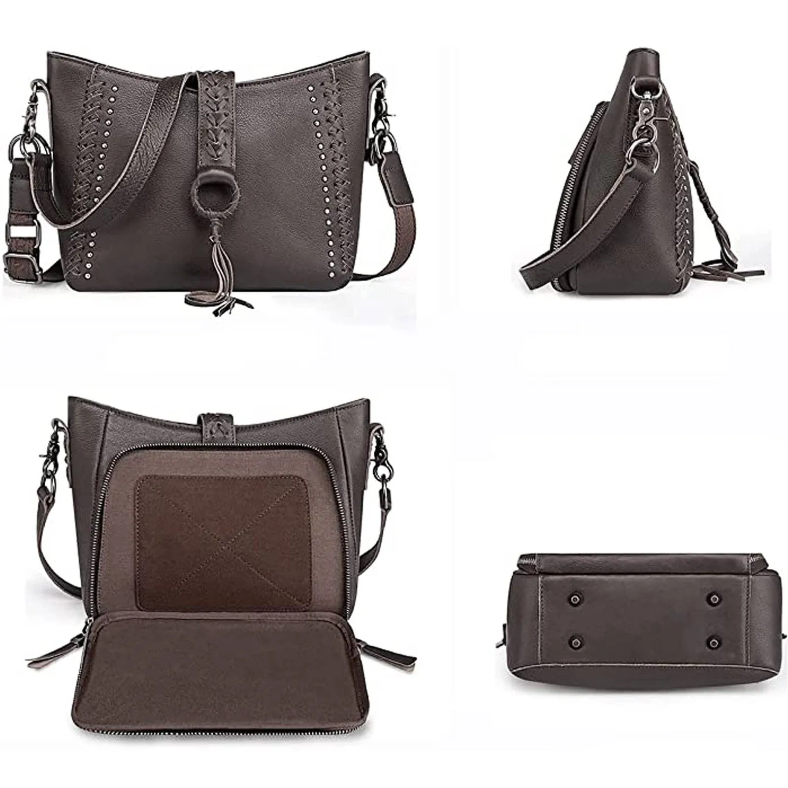 Montana West Genuine Leather Collection Hobo/Crossbo: Coffee