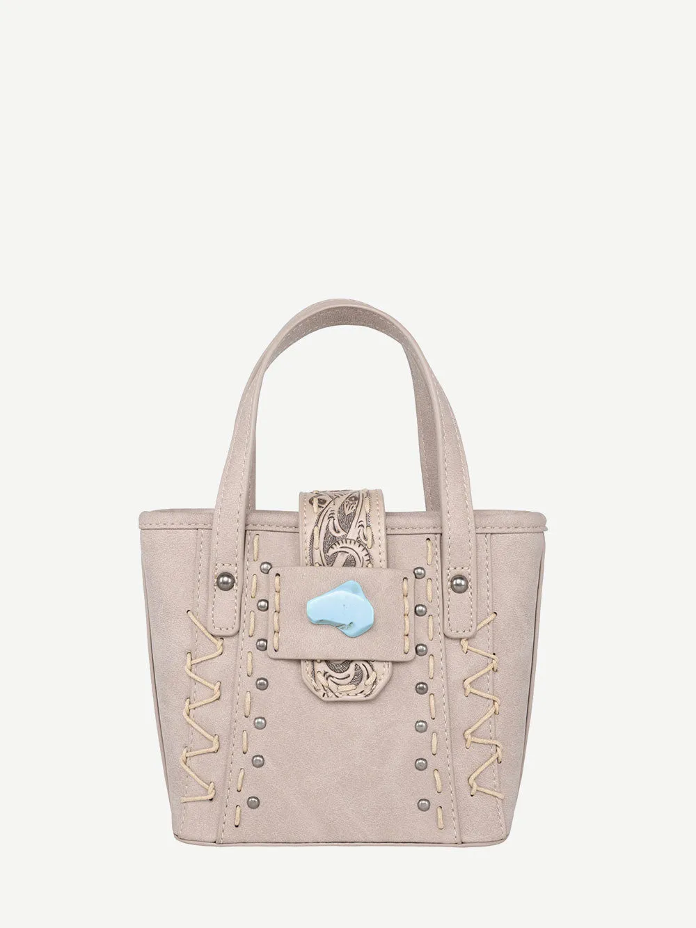 Montana West Tooled Buckle Hand-stitch Crossbody Mini Tote