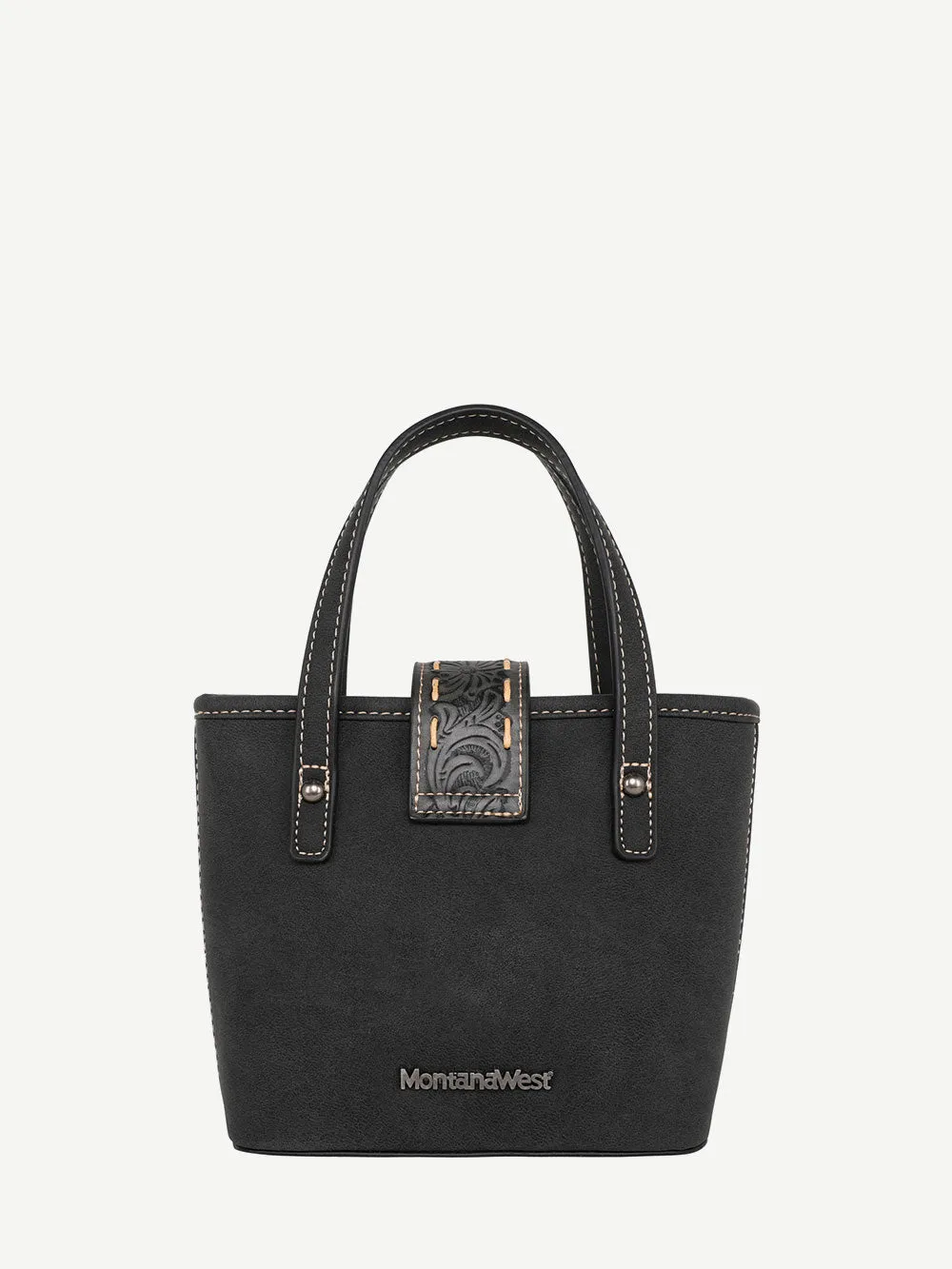 Montana West Tooled Buckle Hand-stitch Crossbody Mini Tote