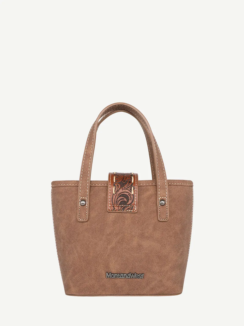 Montana West Tooled Buckle Hand-stitch Crossbody Mini Tote