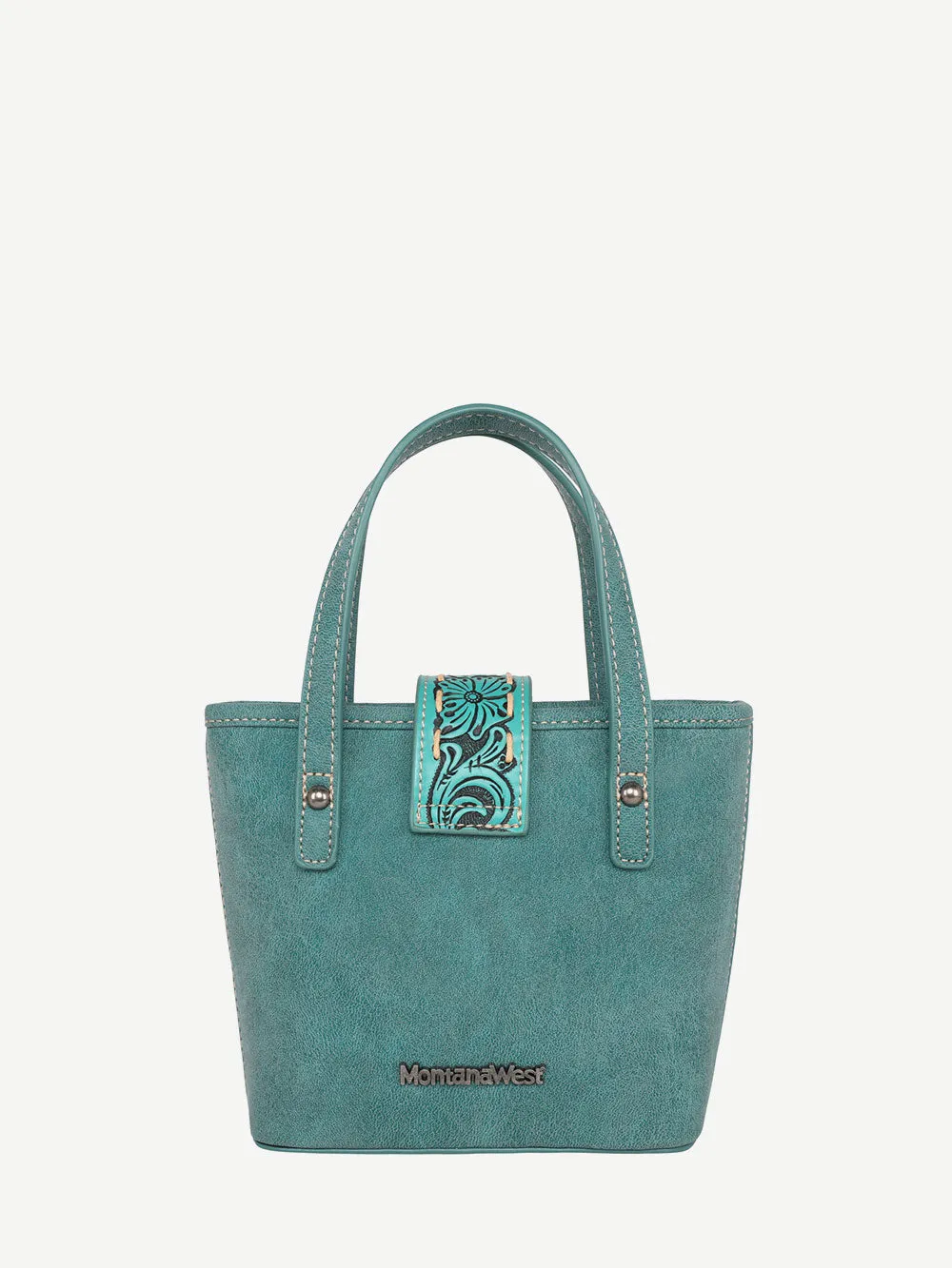 Montana West Tooled Buckle Hand-stitch Crossbody Mini Tote