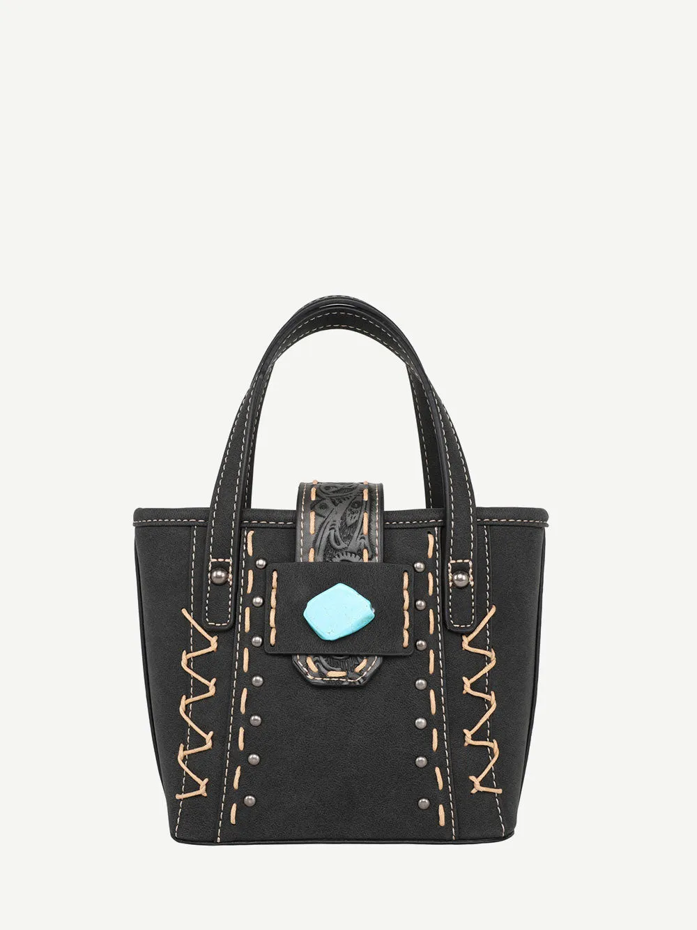 Montana West Tooled Buckle Hand-stitch Crossbody Mini Tote