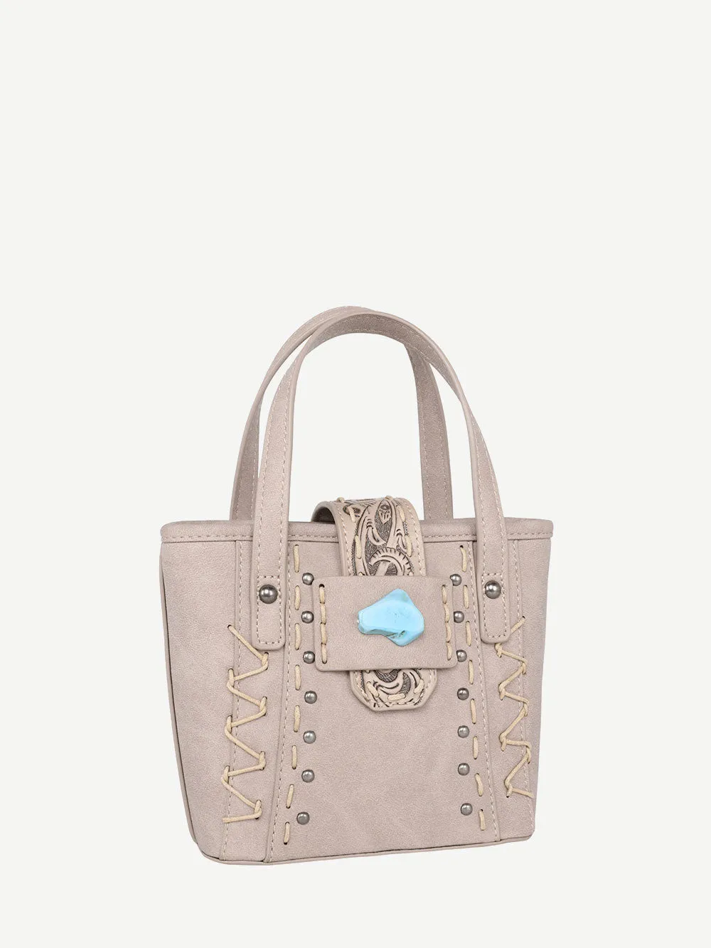Montana West Tooled Buckle Hand-stitch Crossbody Mini Tote