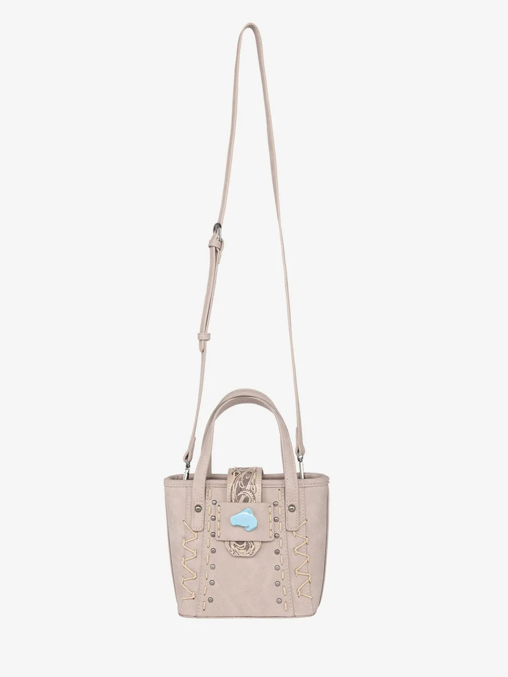 Montana West Tooled Buckle Hand-stitch Crossbody Mini Tote