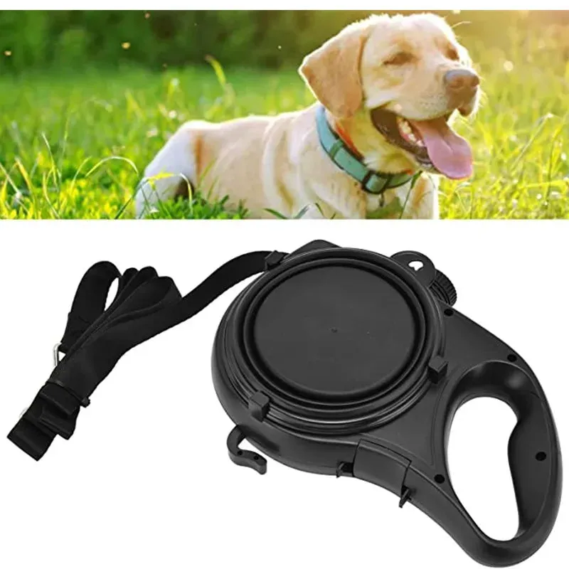 Multifunction Dog Leash with Built-In Water Bottle Bowl Waste Bag Dispenser