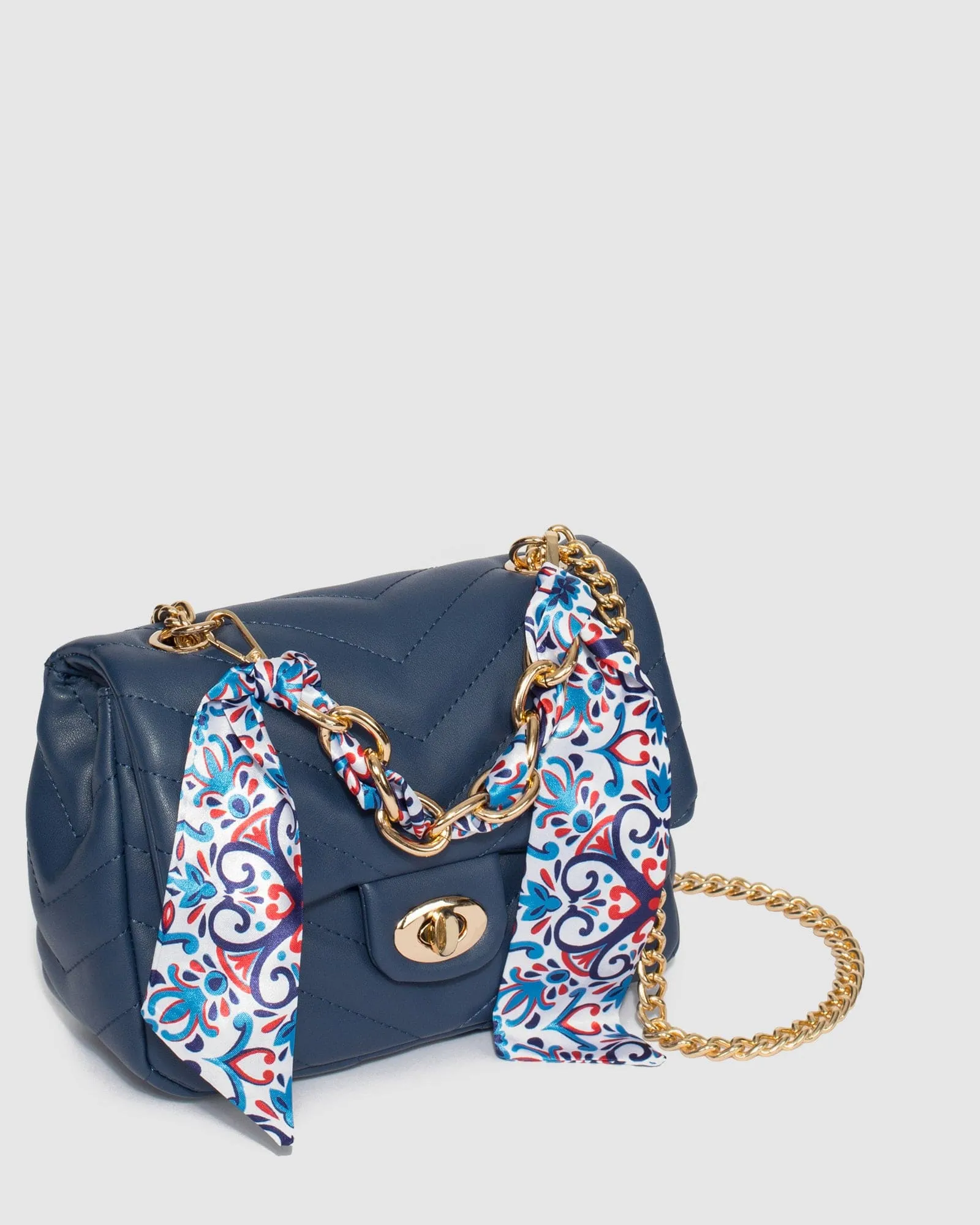 Navy Blue Mia Scarf Crossbody Bag