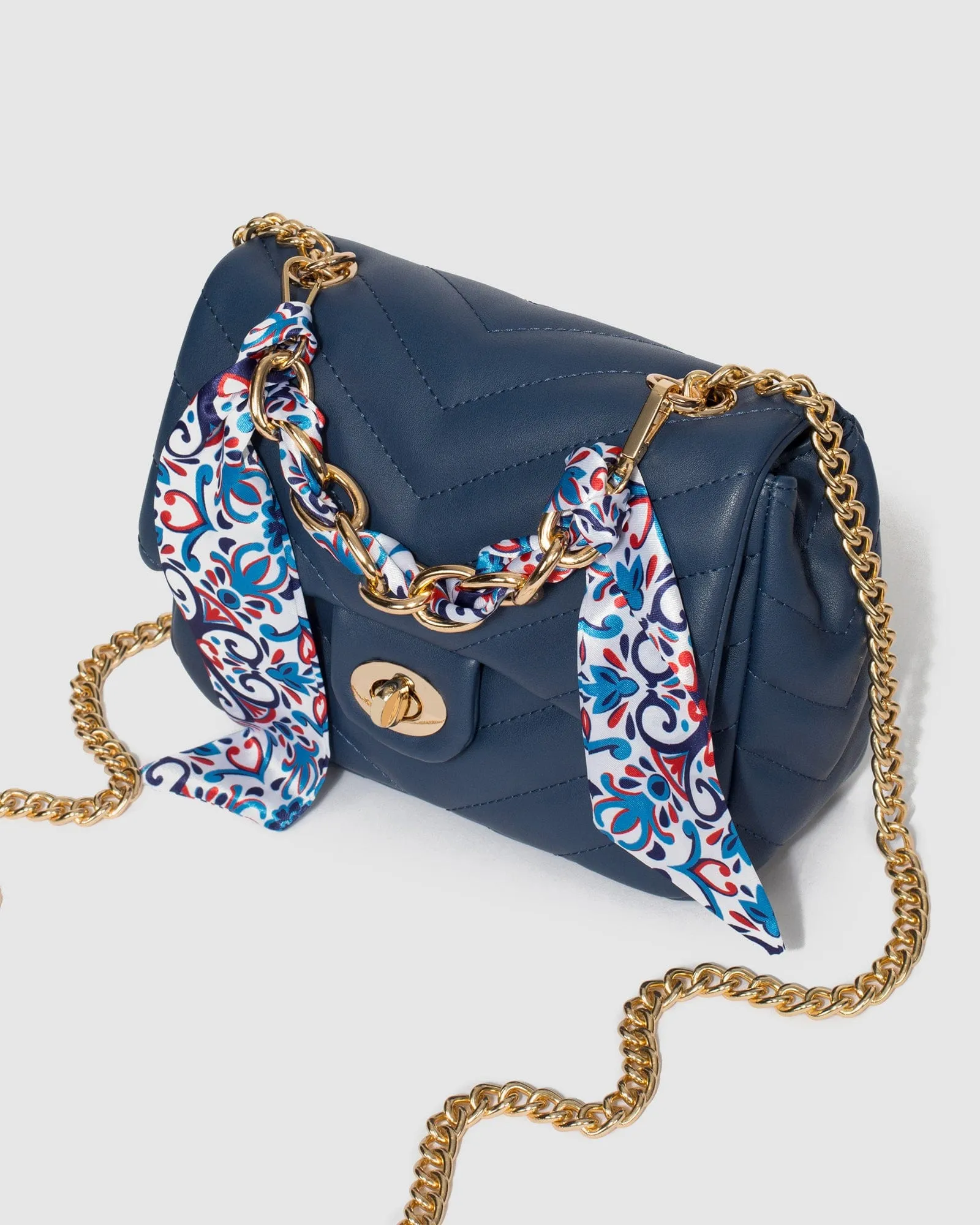 Navy Blue Mia Scarf Crossbody Bag