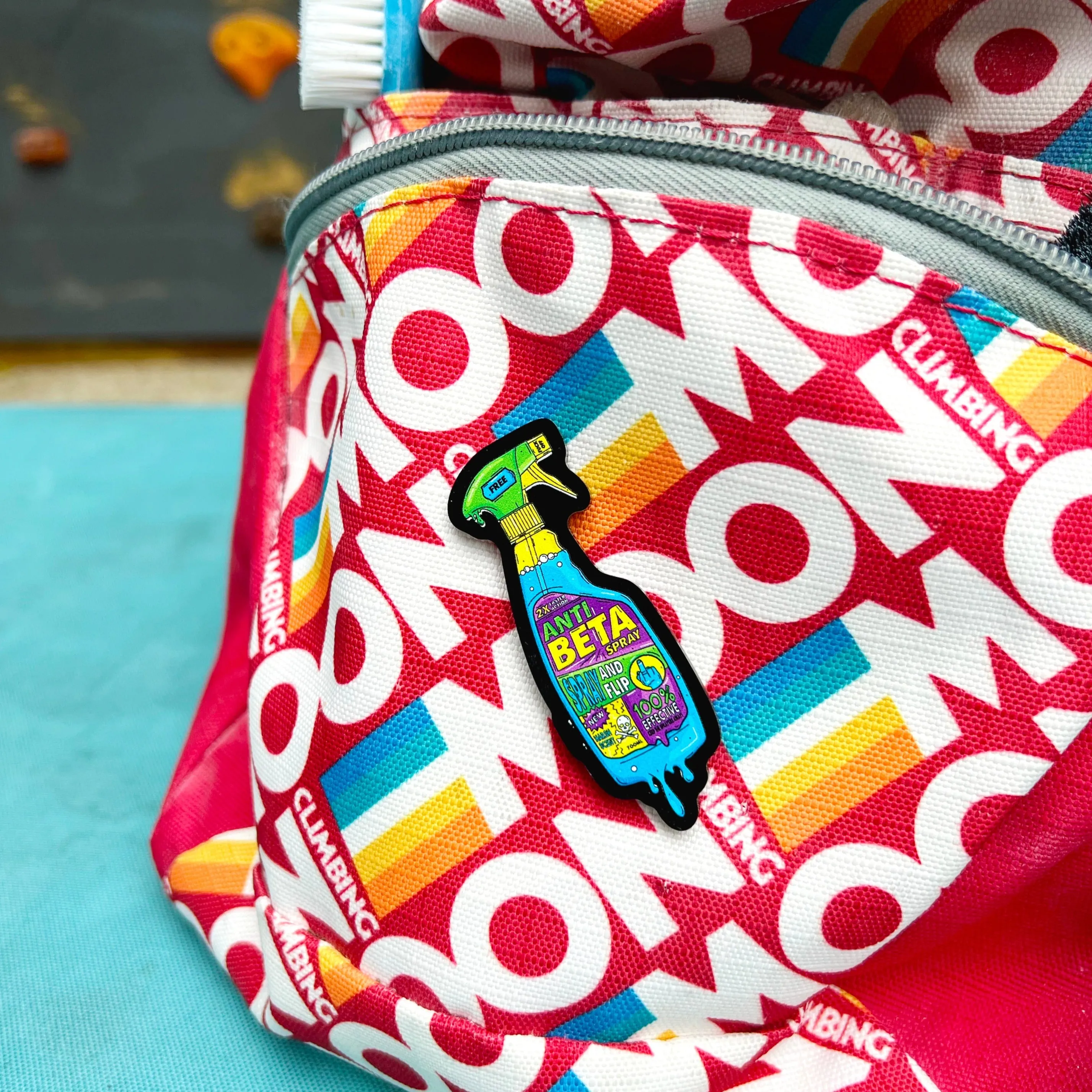 Neon Climber Anti-Beta Spray Bottle Pin Badge