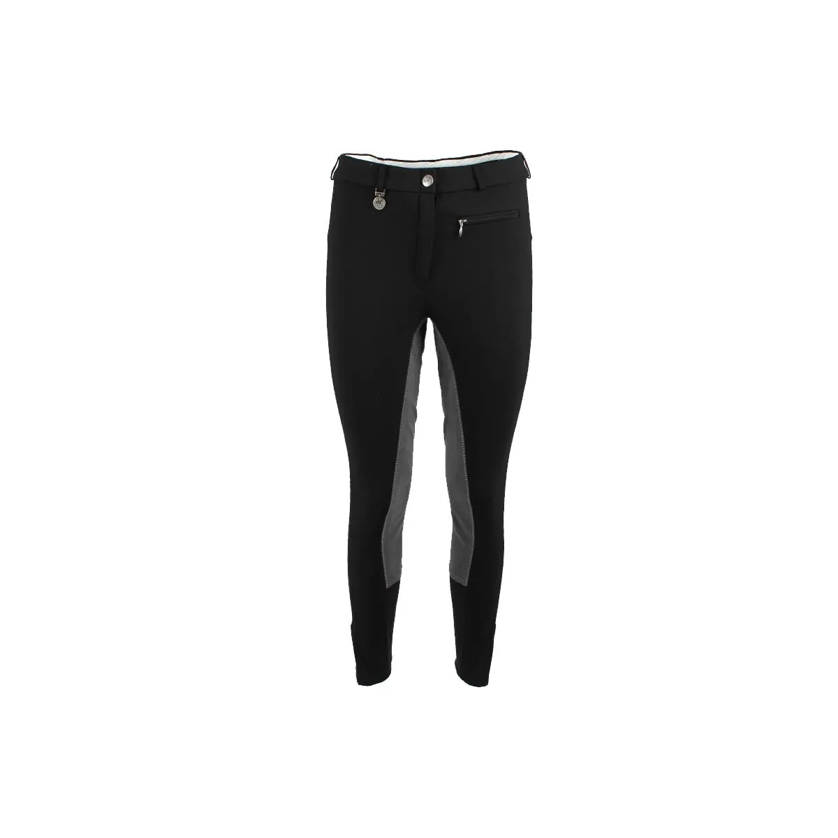 PANTALONE DONNA MICROFIBRA E PELLE LUGANA KONTRAST PIKEUR NERO