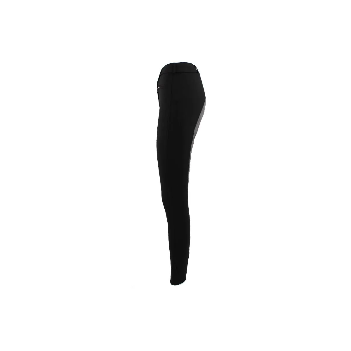 PANTALONE DONNA MICROFIBRA E PELLE LUGANA KONTRAST PIKEUR NERO