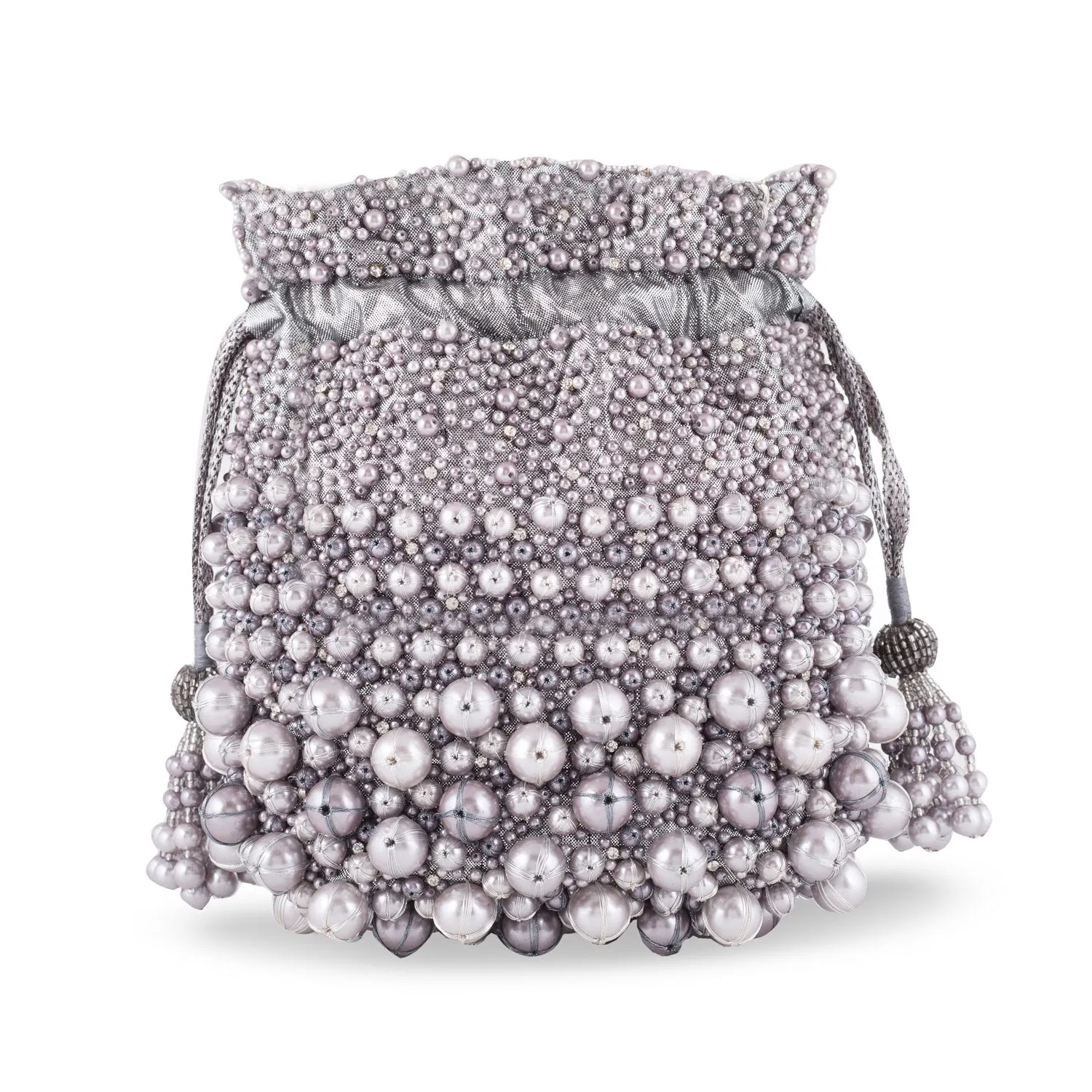 Pearl Bucket Pewter - Women's clutch bag for evening wear