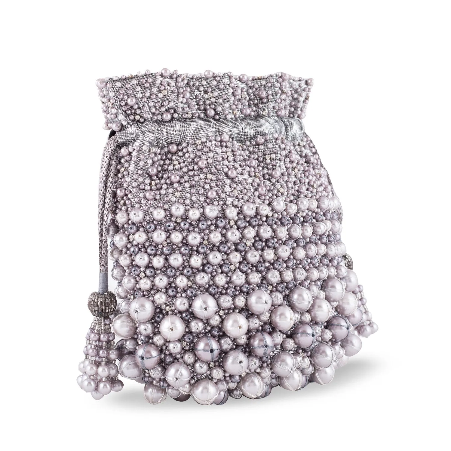 Pearl Bucket Pewter - Women's clutch bag for evening wear