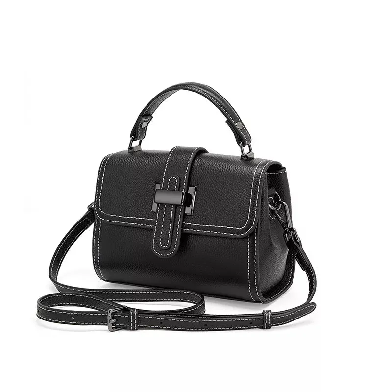 Pebbled Leather Satchel Top Handle Bag