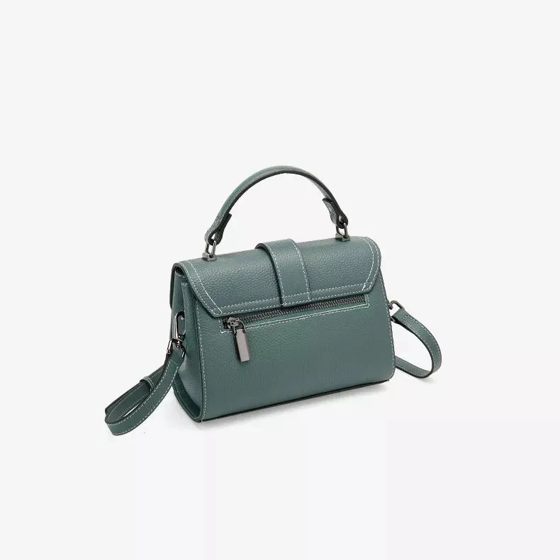 Pebbled Leather Satchel Top Handle Bag