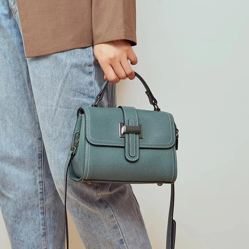 Pebbled Leather Satchel Top Handle Bag