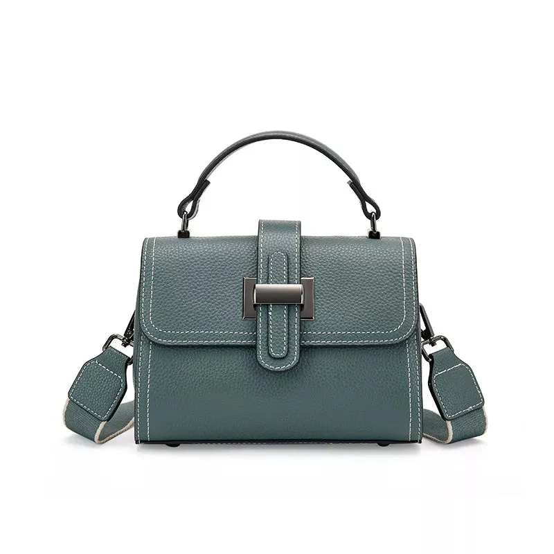 Pebbled Leather Satchel Top Handle Bag