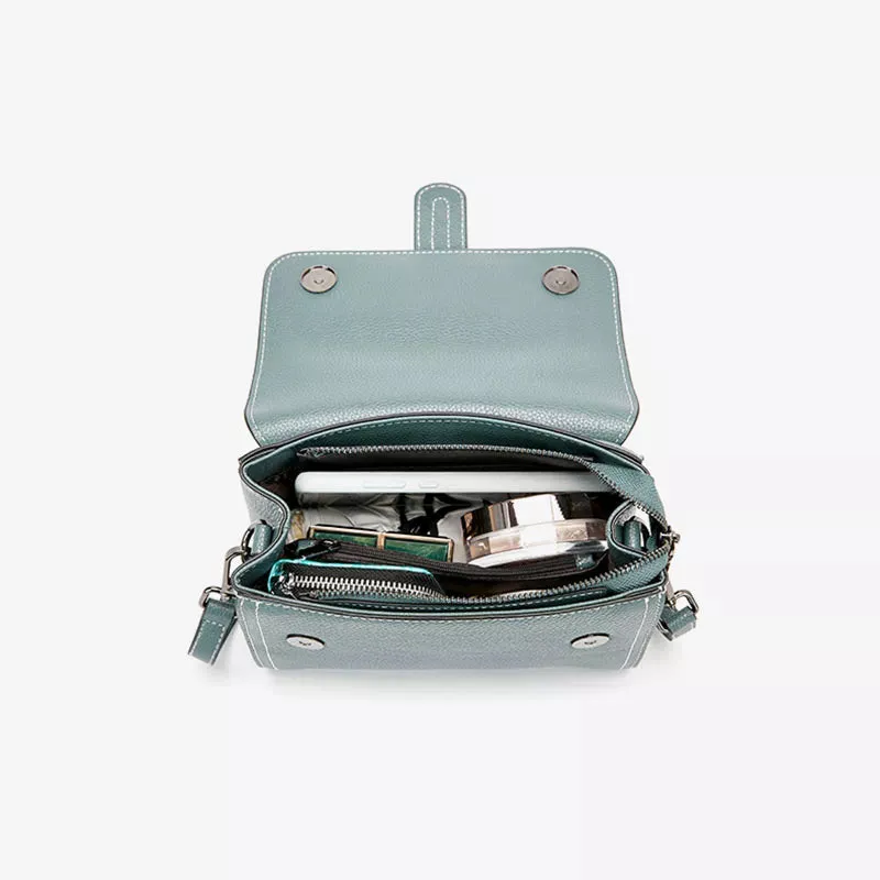 Pebbled Leather Satchel Top Handle Bag