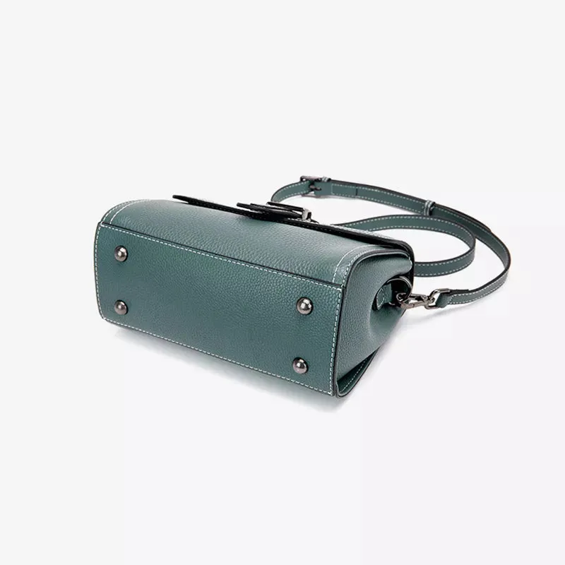 Pebbled Leather Satchel Top Handle Bag