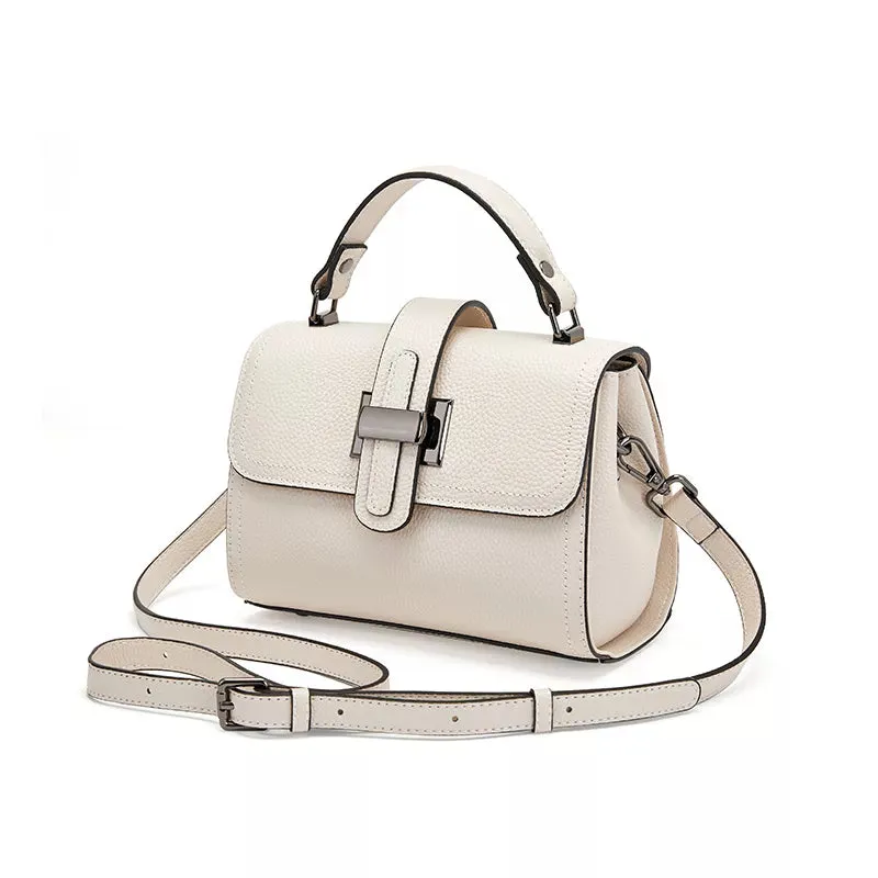 Pebbled Leather Satchel Top Handle Bag