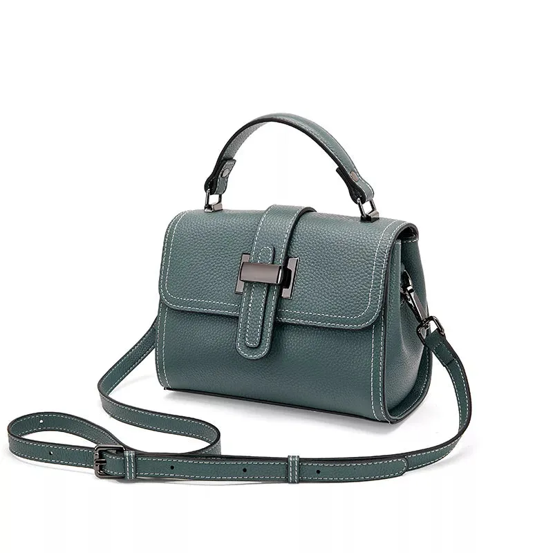 Pebbled Leather Satchel Top Handle Bag