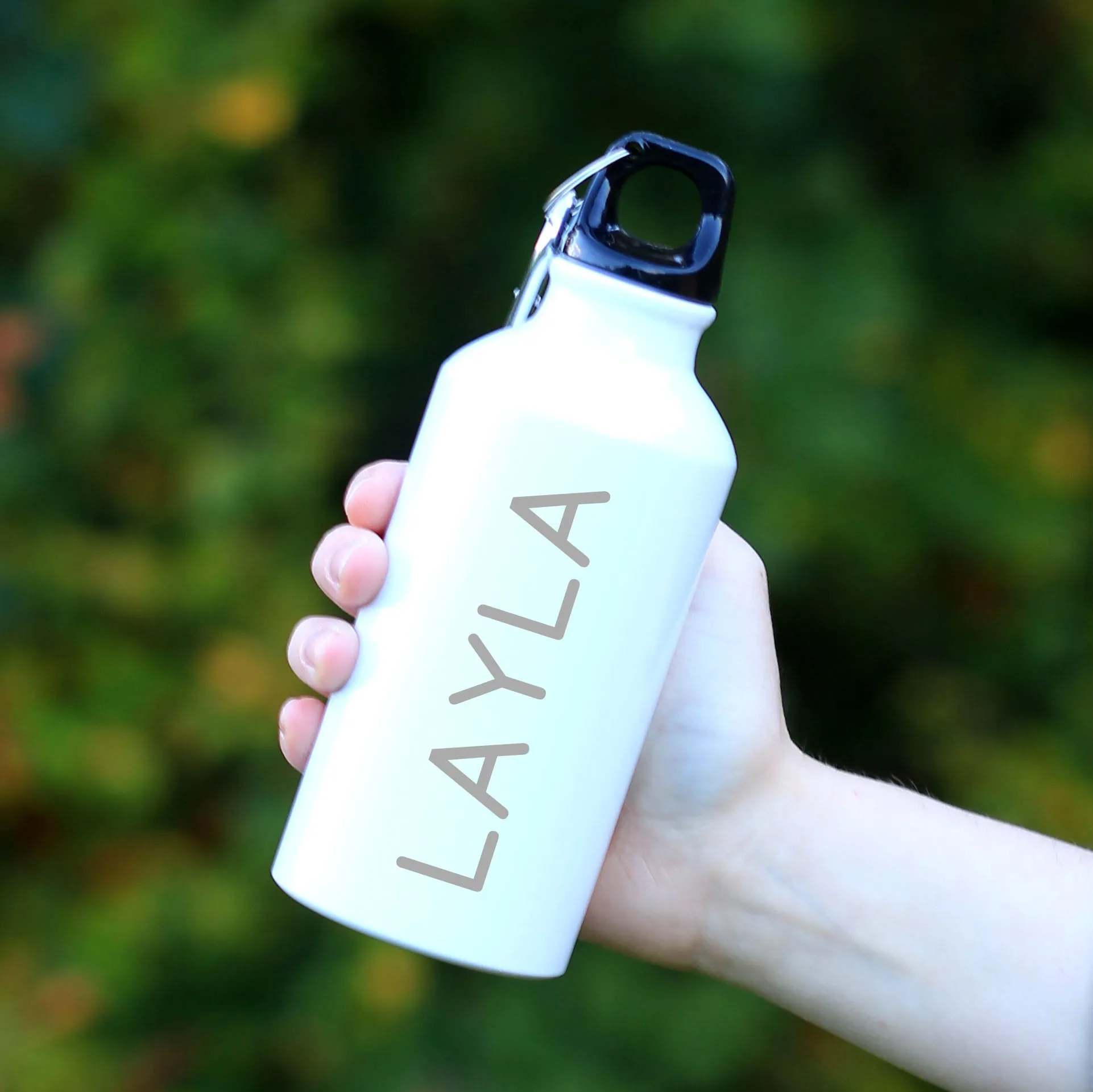 Personalised Sports Water Bottle with Carabiner Clip 400ml