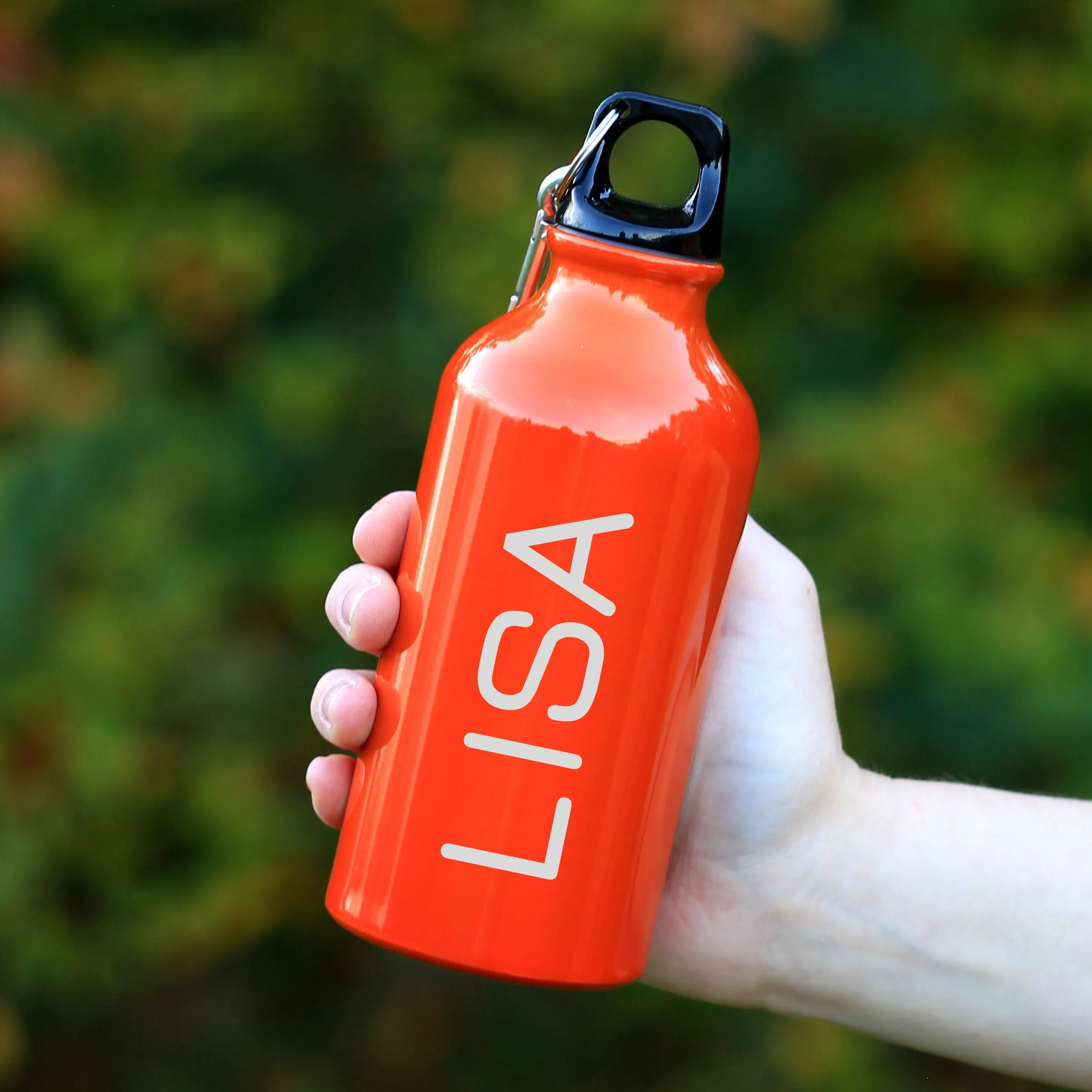 Personalised Sports Water Bottle with Carabiner Clip 400ml