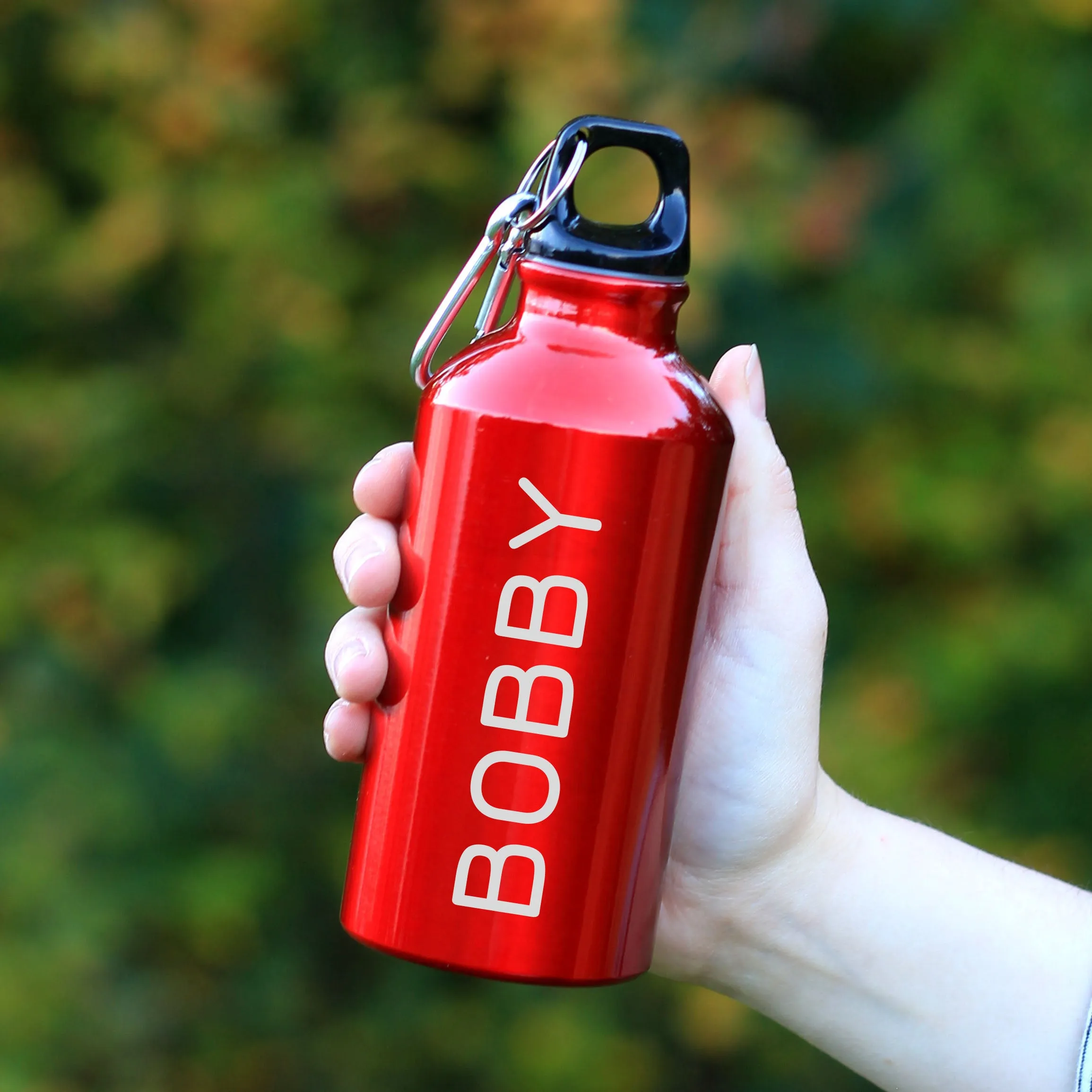 Personalised Sports Water Bottle with Carabiner Clip 400ml
