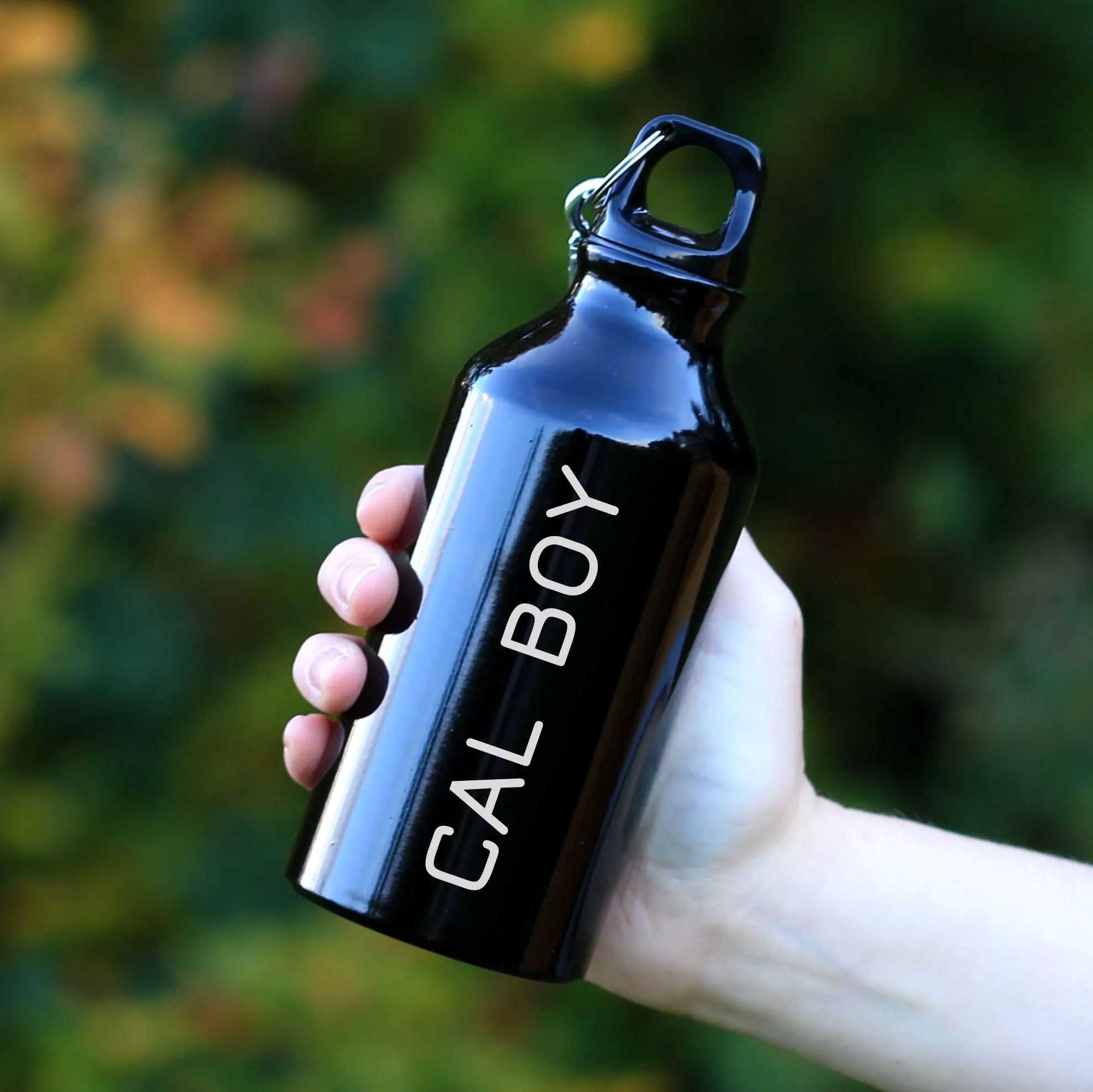 Personalised Sports Water Bottle with Carabiner Clip 400ml