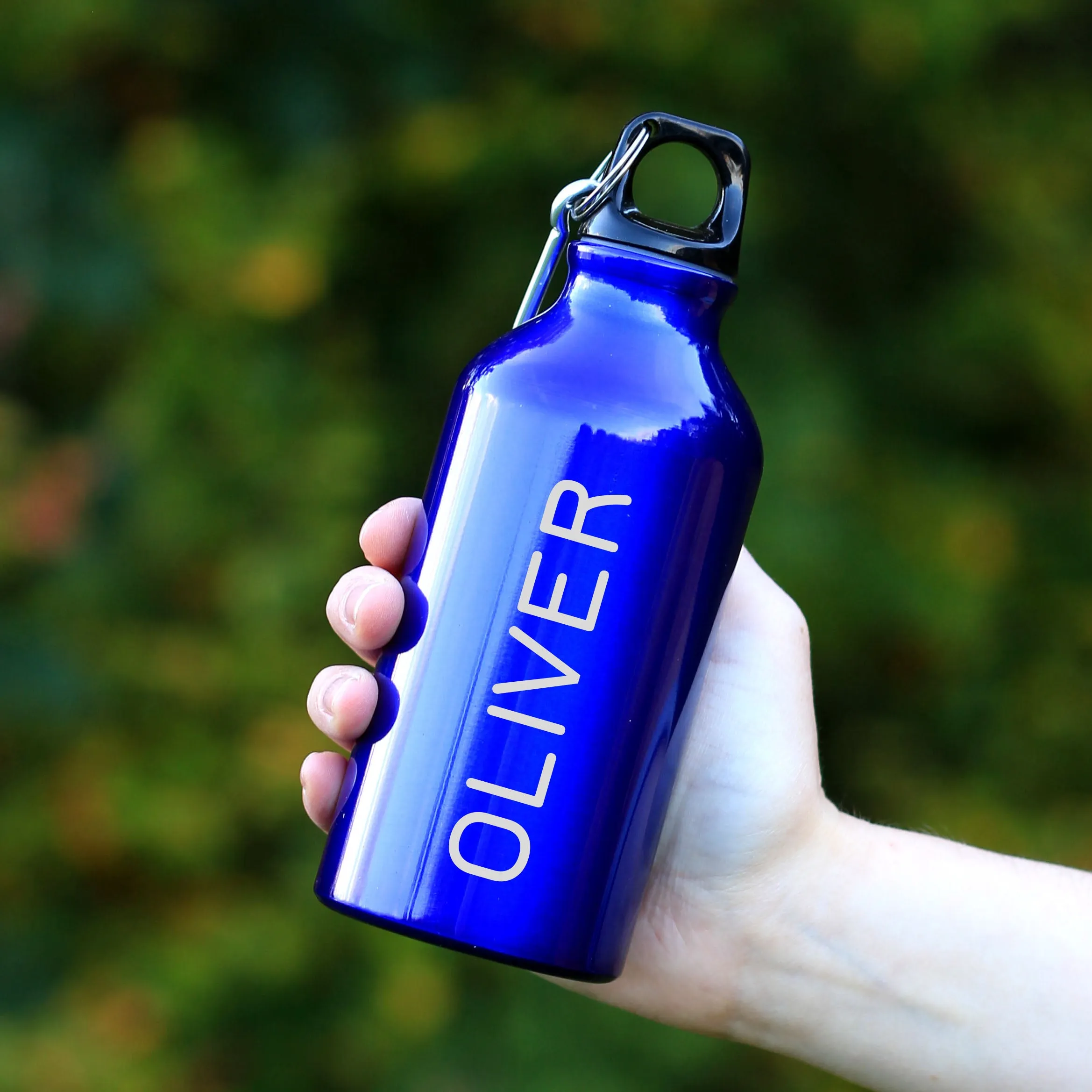 Personalised Sports Water Bottle with Carabiner Clip 400ml
