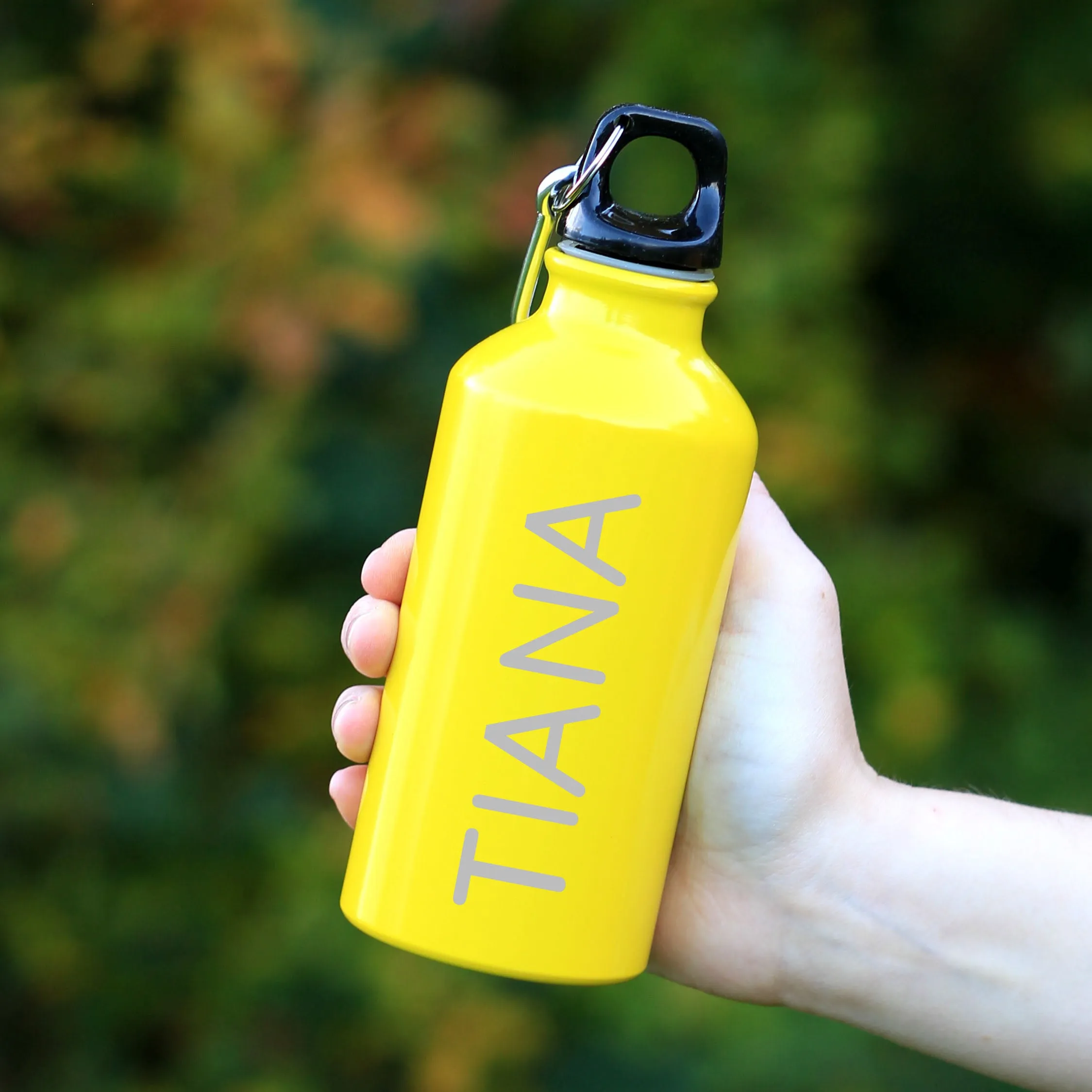 Personalised Sports Water Bottle with Carabiner Clip 400ml