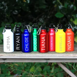 Personalised Sports Water Bottle with Carabiner Clip 400ml