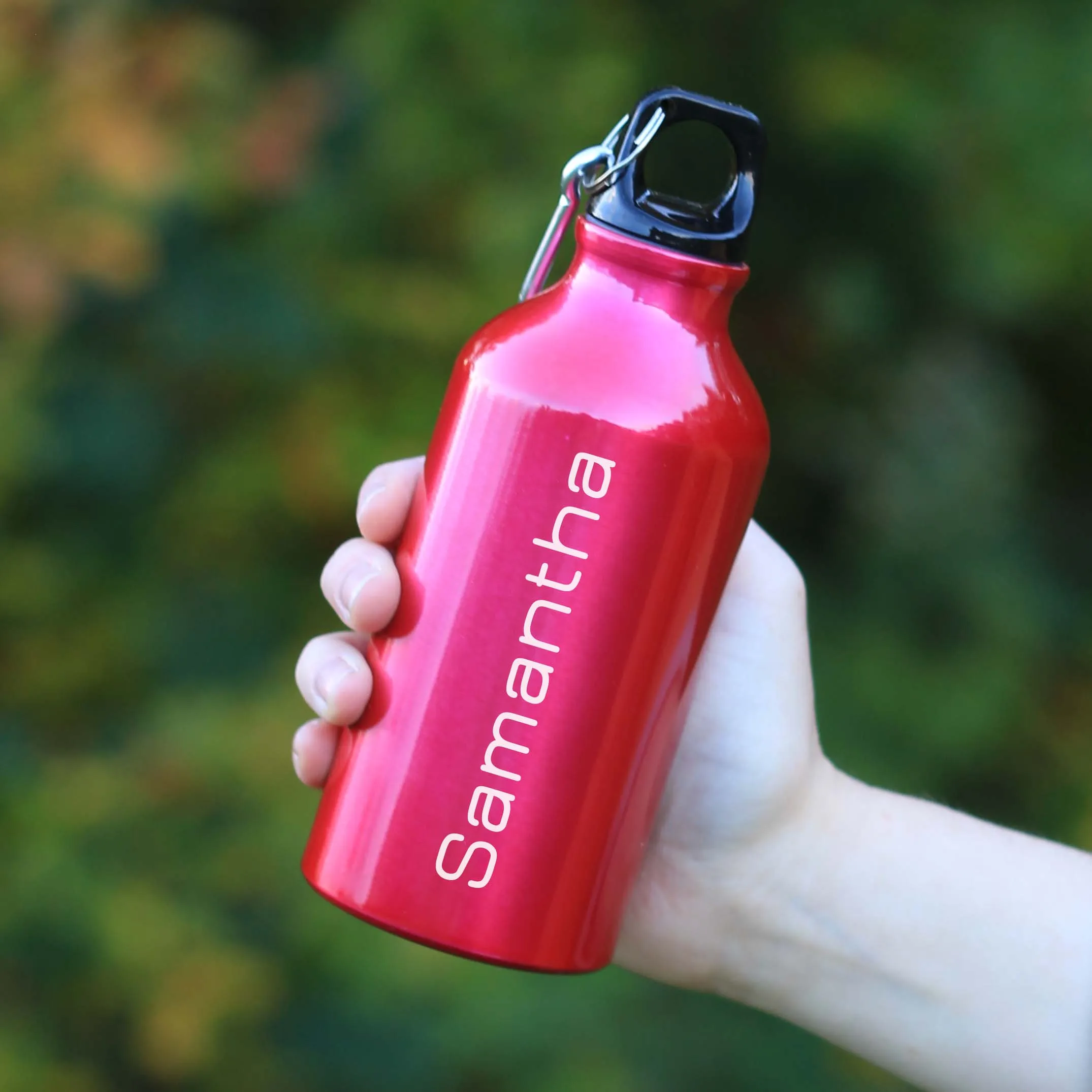 Personalised Sports Water Bottle with Carabiner Clip 400ml