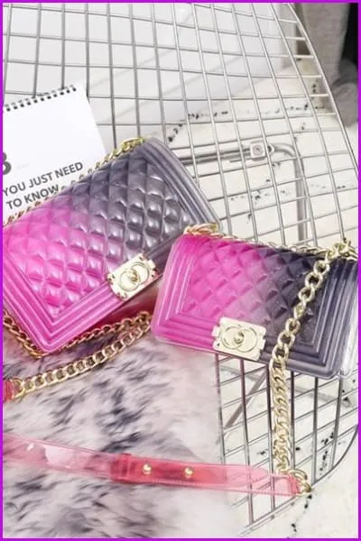 Plaid Jelly Gradient Transparent Cross Body Bag F055