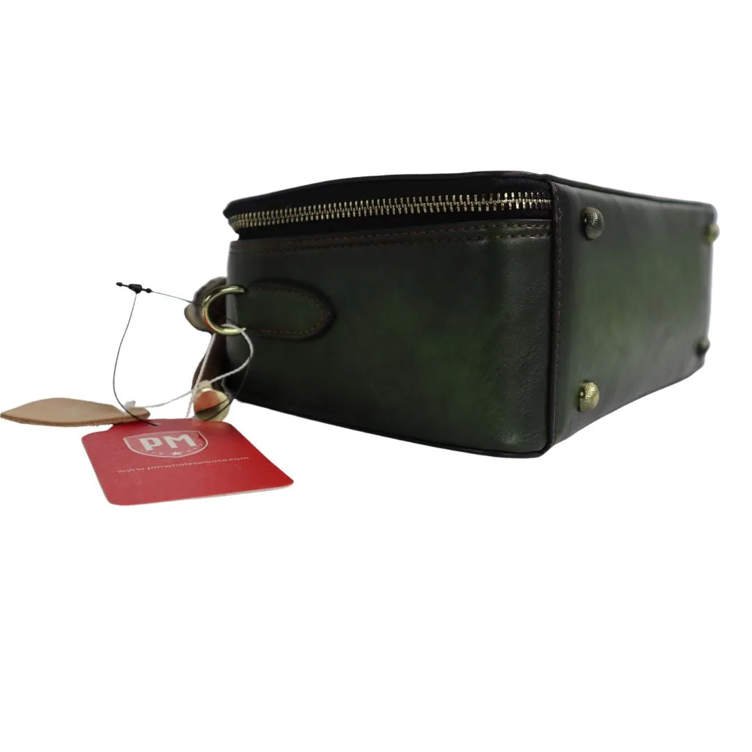 PMVIN_06 Retro Vintage Cowhide Leather Organizer Bamboo Handle Satchel Totem Leather Handbag Ladies