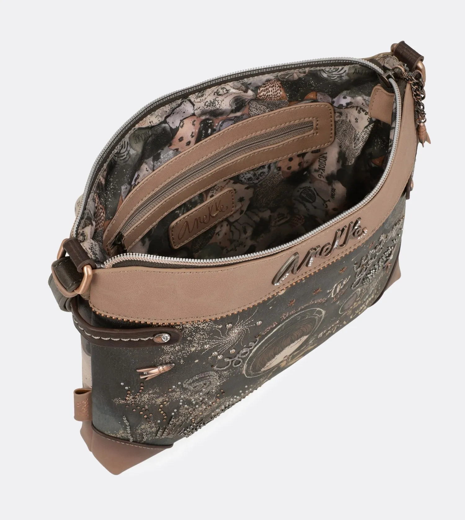 Pretty universe crossbody bag with a printed design
