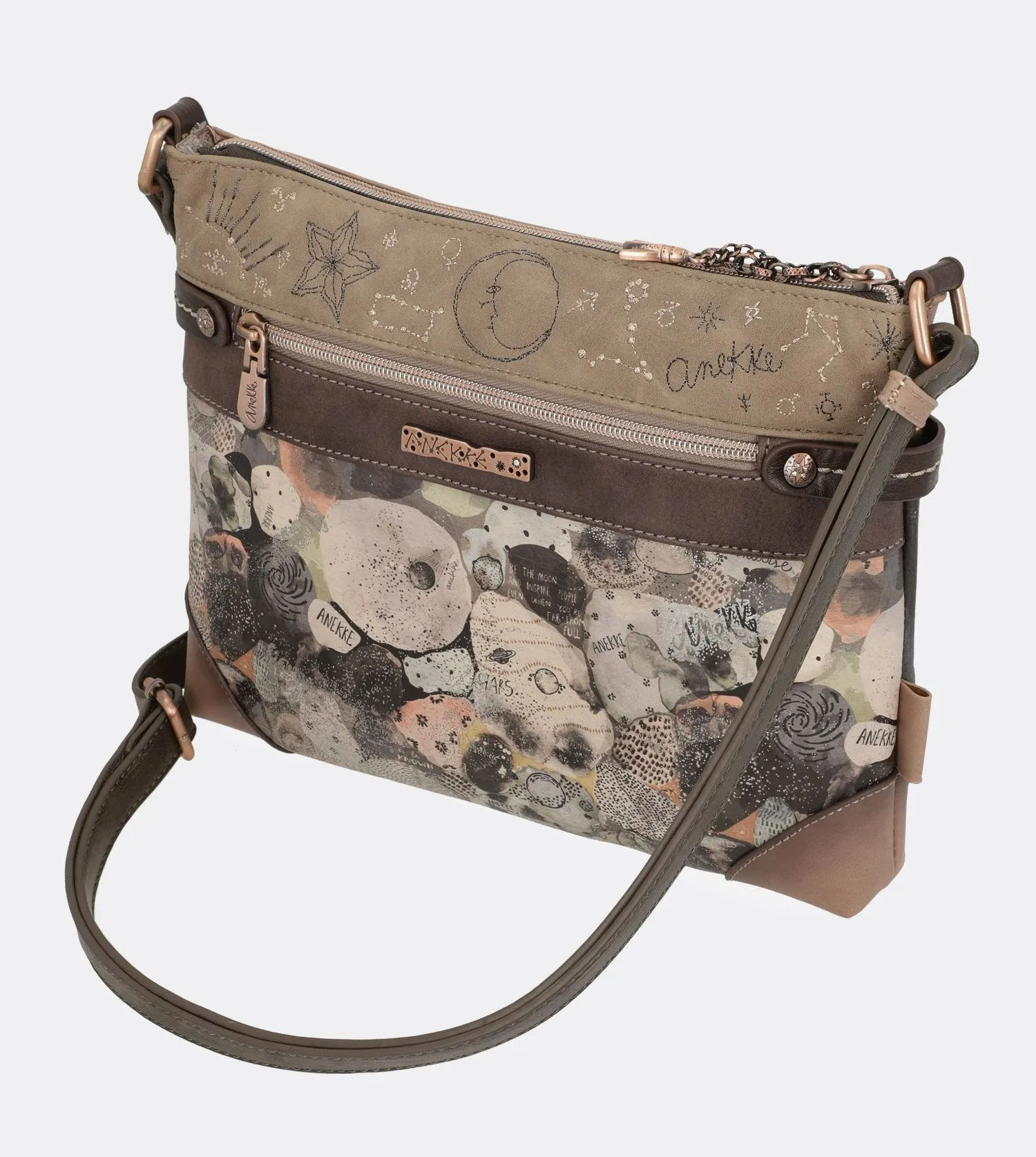 Pretty universe crossbody bag with a printed design
