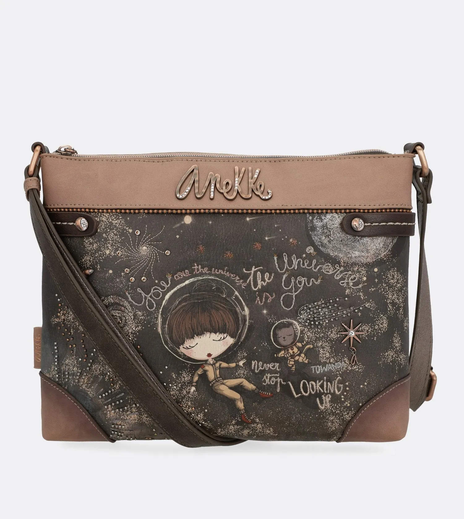 Pretty universe crossbody bag with a printed design