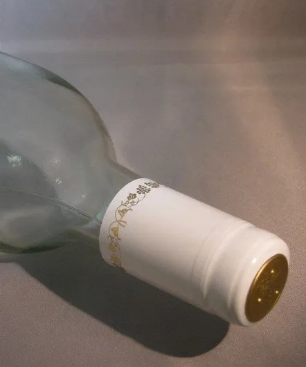 PVC Shrink Caps, White with Gold Grapes, Bag of 30