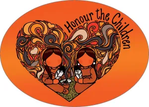"Honour the Children" sticker art by Indigenous Artist Jackie Traverse