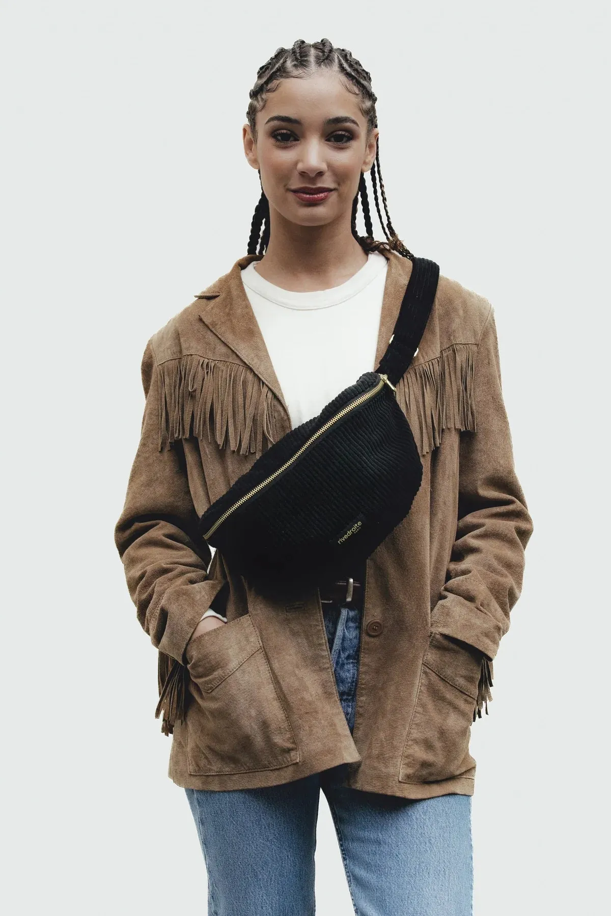 Rivedroite Custine Velvet Waist Bag Black