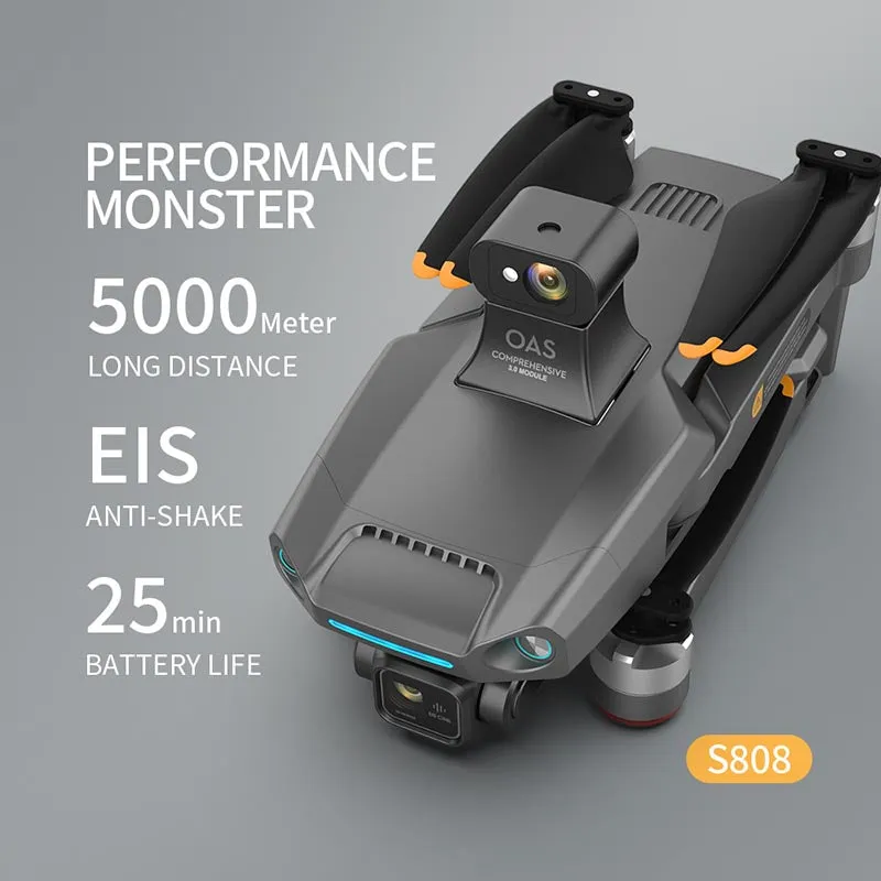 S808 Pro 4K Drone 3-axis Gimbal HD Camera 8K GPS 5G Wifi FPV 5KM Aerial Photography Brushless Obstacle Avoidance Quadcopter