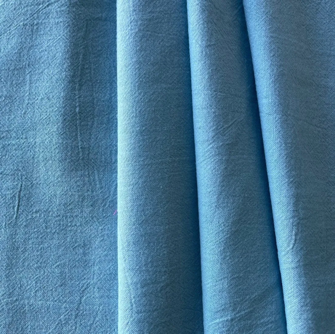 Semi-Sheer Summer Sky Blue Crinkled Cotton Gauze