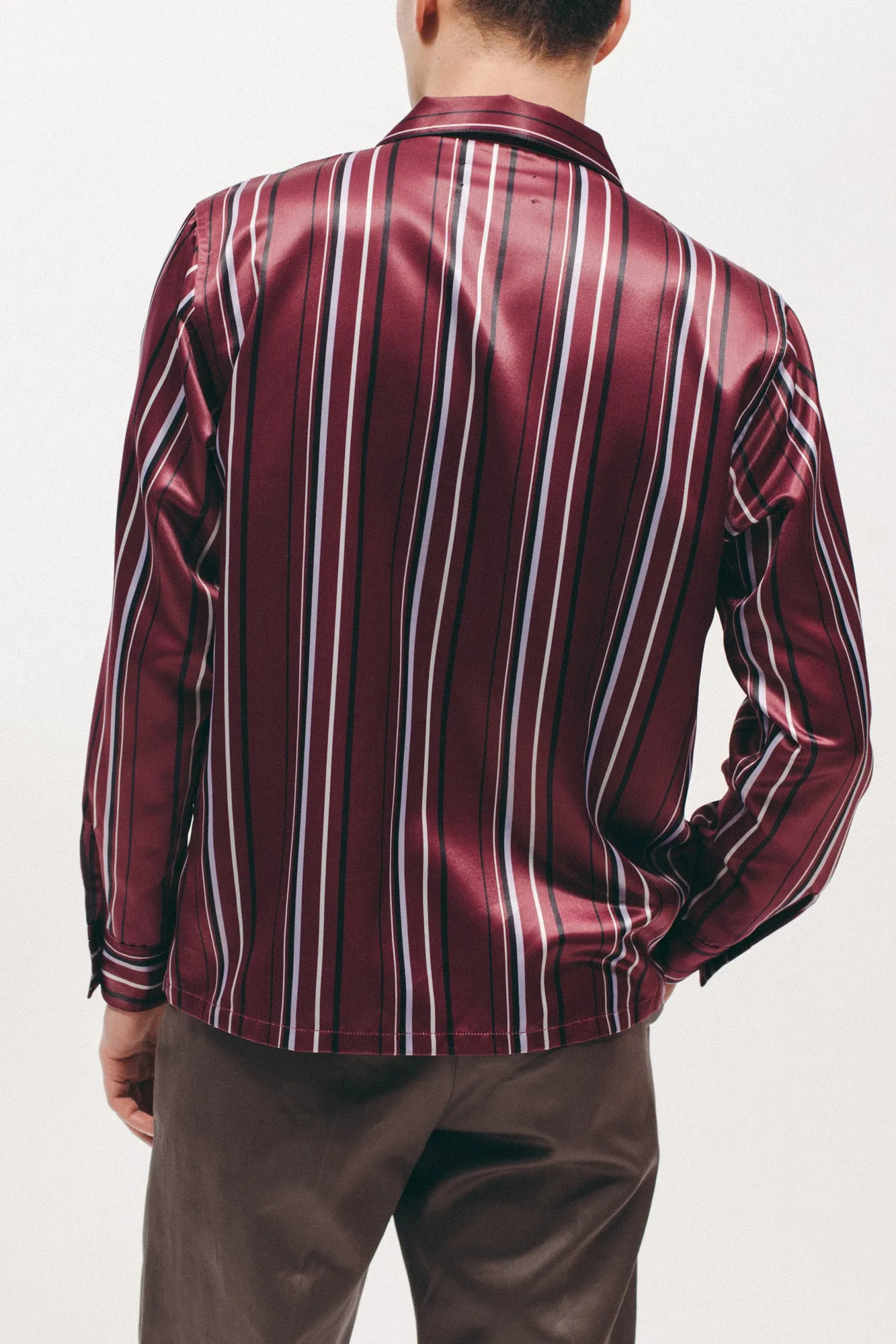 Stripe Rayon Shirt - Dark Rose