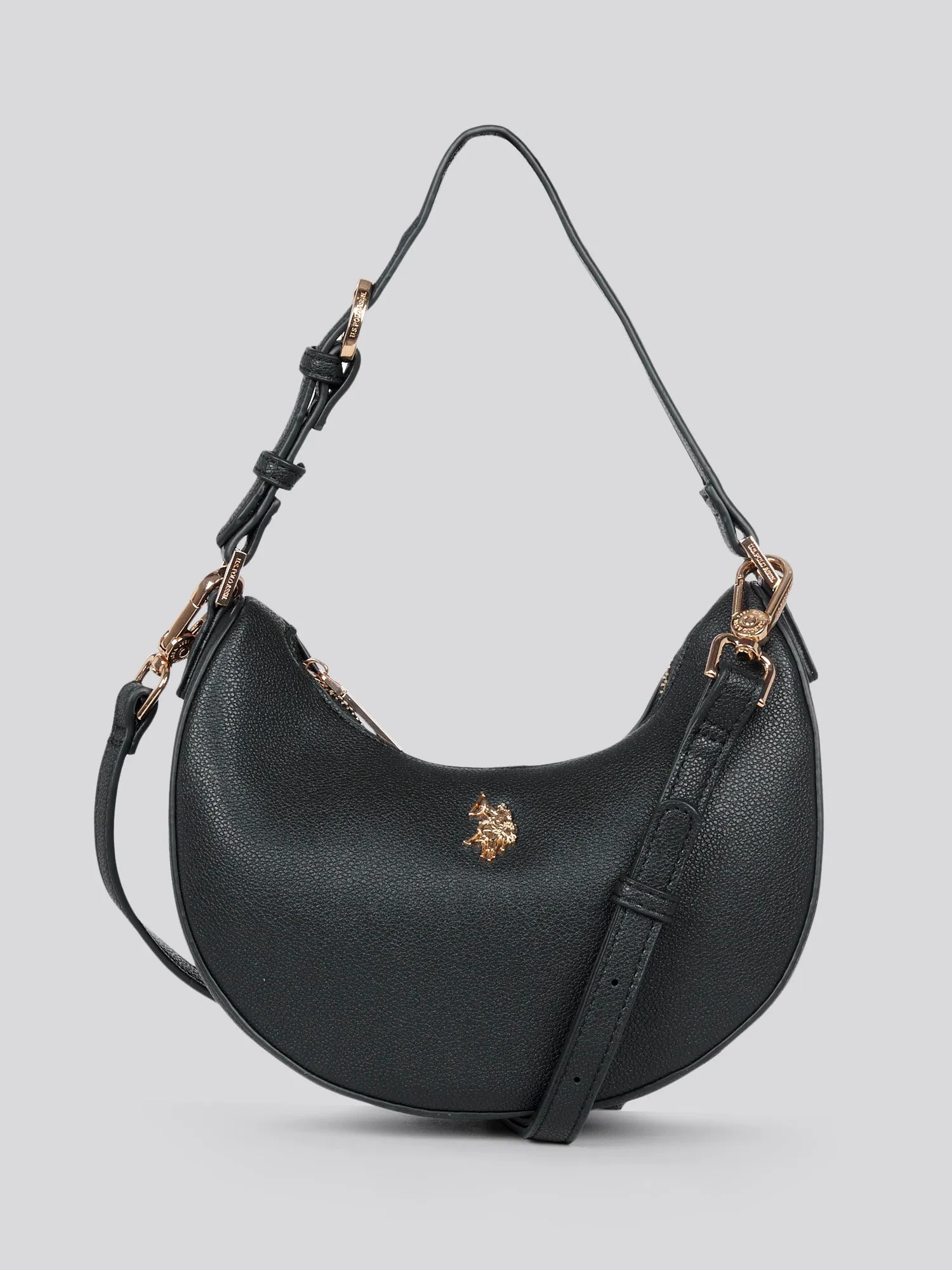 U.S. Polo Assn. Womens Jones Small Round Hobo Bag in Black