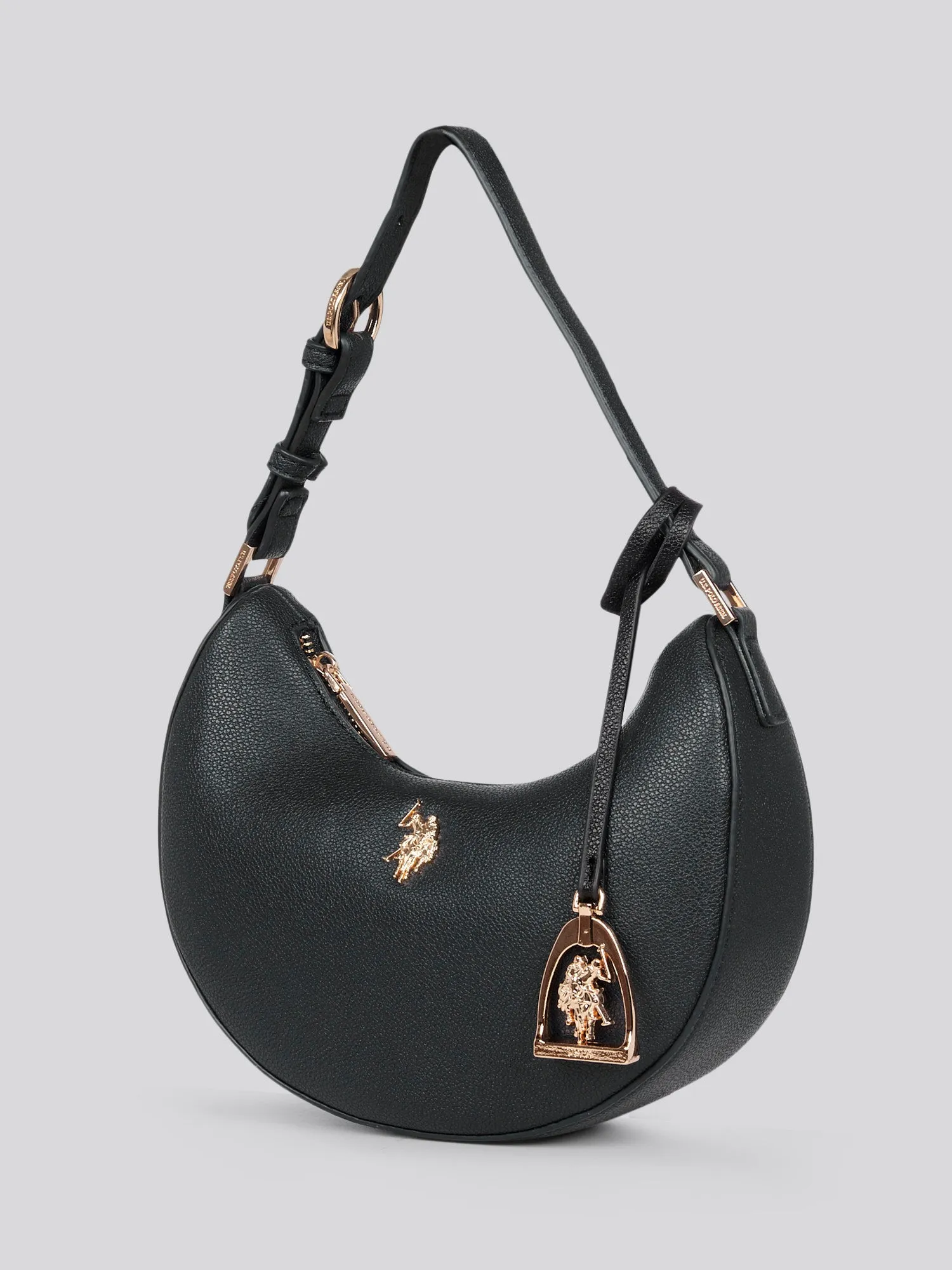 U.S. Polo Assn. Womens Jones Small Round Hobo Bag in Black