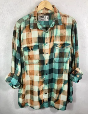 Vintage Seafoam Green, Rust, Black and White Lightweight Cotton Size XL